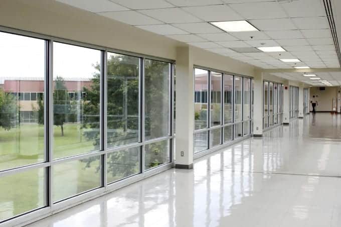 commercial glass windows with aluminium frames for a building